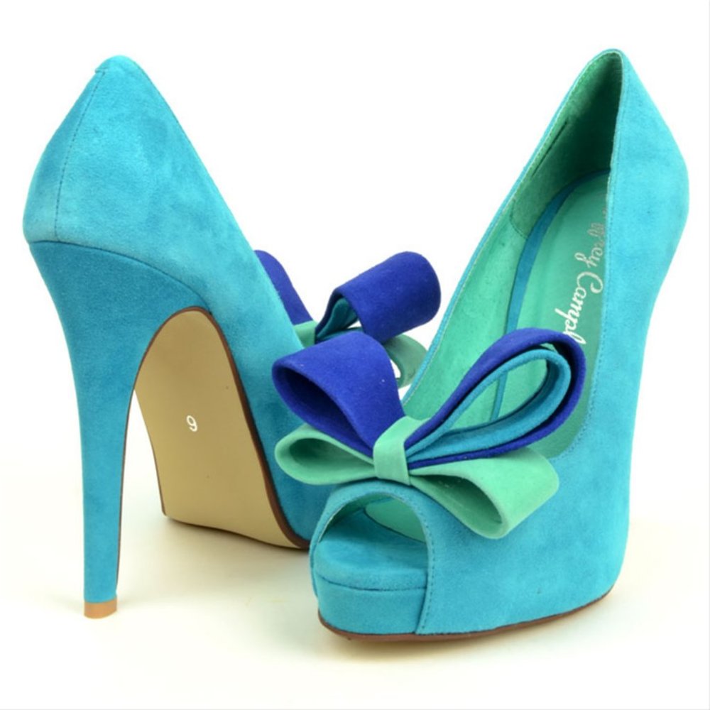 Brand New Jeffrey Campbell Garret blue bow heels 7.5